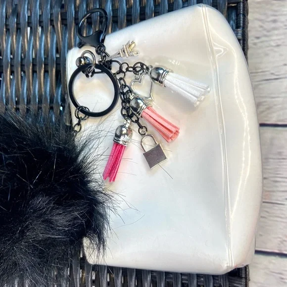 YSL keychain pouch with handmade pom and charms - Picture 3 of 8